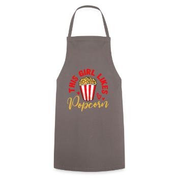 Girl Likes Popcorn Drôle Dire Regarder des Films - Tablier de cuisine - gris - Devant - AI Model Male 185 dark (185cm)