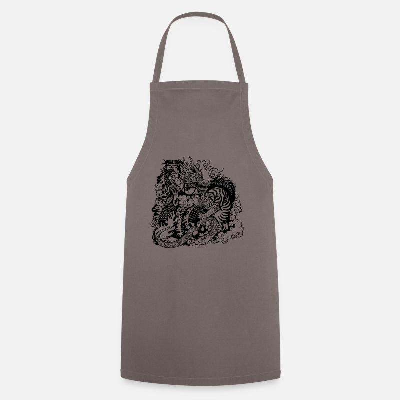 Dragon vs tigre - Tablier de cuisine - gris