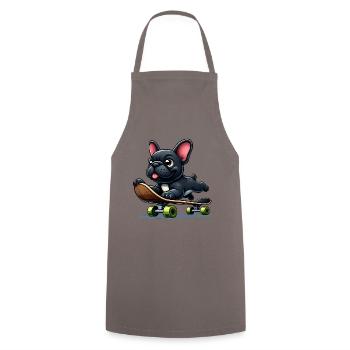 Frenchie Onboard - Skating French Bulldog - Cooking Apron - grey - Front - AI Model Male 185 dark (185cm)