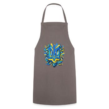 Fancy Beautiful Blue Yellow Splash Pattern - Cooking Apron - grey - Front - AI Model Male 185 dark (185cm)