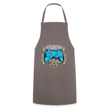 Niveau tonton débloqué gamer idée cadeau humour - Tablier de cuisine - gris - Devant - AI Model Male 185 dark (185cm)