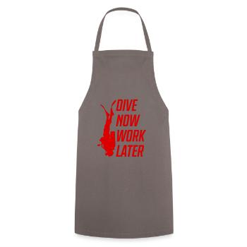 Dive now Diving Funny - Cooking Apron - grey - Front - AI Model Male 185 dark (185cm)