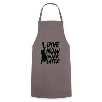 Dive now diving saying - Cooking Apron - grey - Front - AI Model Male 185 dark (185cm)