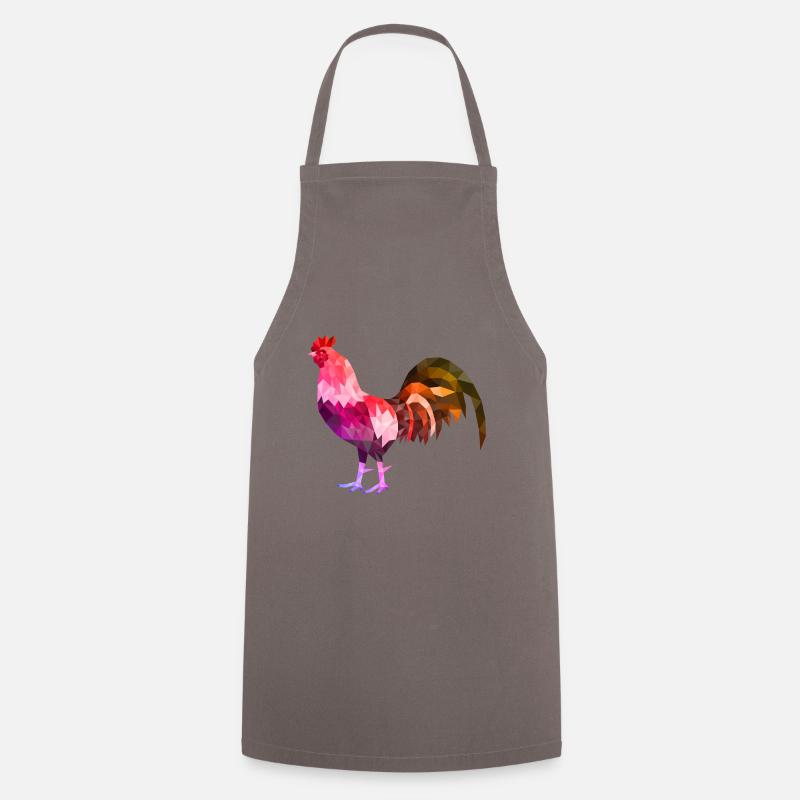 coq polygon coloré coq coq - Tablier de cuisine - gris