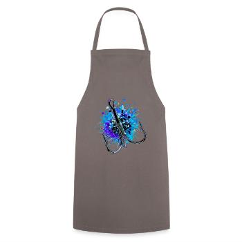 Fishing Hook Fishing Hook Symbol - Cooking Apron - grey - Front - AI Model Male 185 dark (185cm)