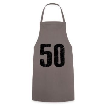 50 Number Vintage - Cooking Apron - grey - Front - AI Model Male 185 dark (185cm)
