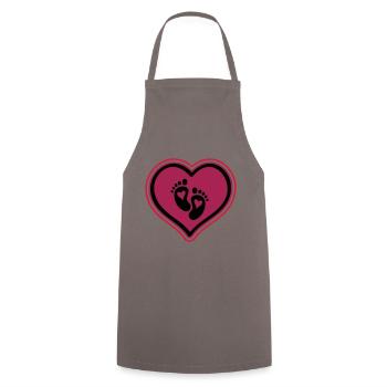 baby pieds bébé coeur - Tablier de cuisine - gris - Devant - AI Model Male 185 dark (185cm)