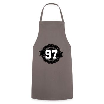 97 Nombre d’emblème - Tablier de cuisine - gris - Devant - AI Model Male 185 dark (185cm)