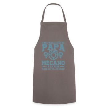 Papa Et Mécano À La Fois Mais Ça Va Je Gère - Tablier de cuisine - gris - Devant - AI Model Male 185 dark (185cm)