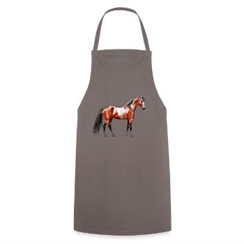 Rain Spirit - Pferd, stehend - Kochschürze - Grau - Vorne - AI Model Male 185 dark (185cm)