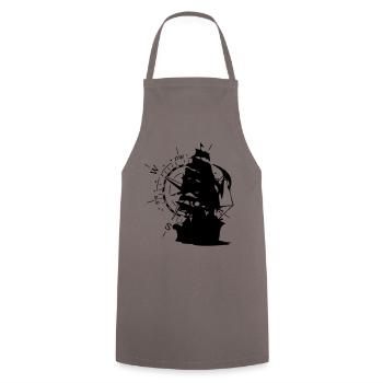 WindRose with sailing ship Bstyled leisure fashion - Cooking Apron - grey - Front - AI Model Male 185 dark (185cm)