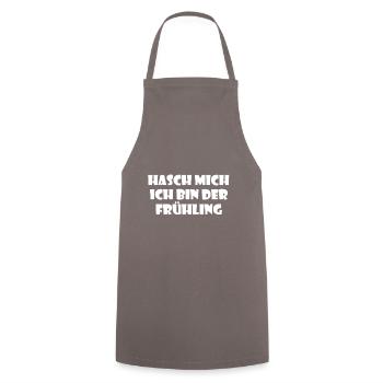Hash me, I'm spring! - white font - Cooking Apron - grey - Front - AI Model Male 185 dark (185cm)