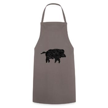 Hunting - Boar Text - Cooking Apron - grey - Front - AI Model Male 185 dark (185cm)