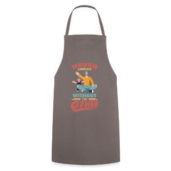 Papa Fille Enfant Fête des Pères Fille Cadeau - Tablier de cuisine - gris - Devant - AI Model Male 185 dark (185cm)