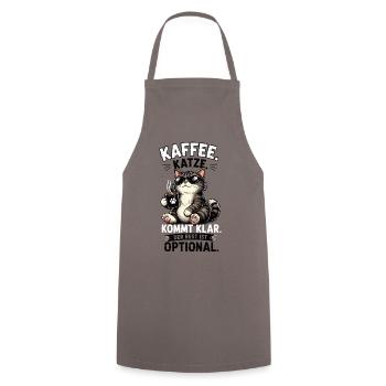 Kaffee Katze Der Rest Ist Optional Lustiger Spruch - Kochschürze - Grau - Vorne - AI Model Male 185 dark (185cm)