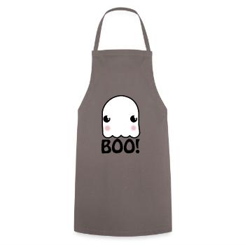 Cute ghost. - Cooking Apron - grey - Front - AI Model Male 185 dark (185cm)