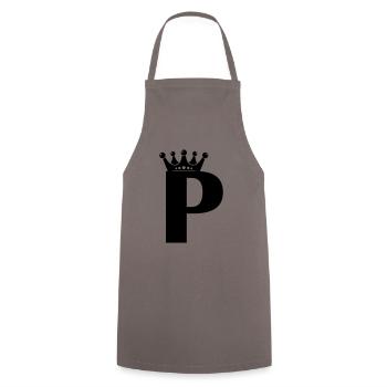 Couronne de lettre P - Tablier de cuisine - gris - Devant - AI Model Male 185 dark (185cm)