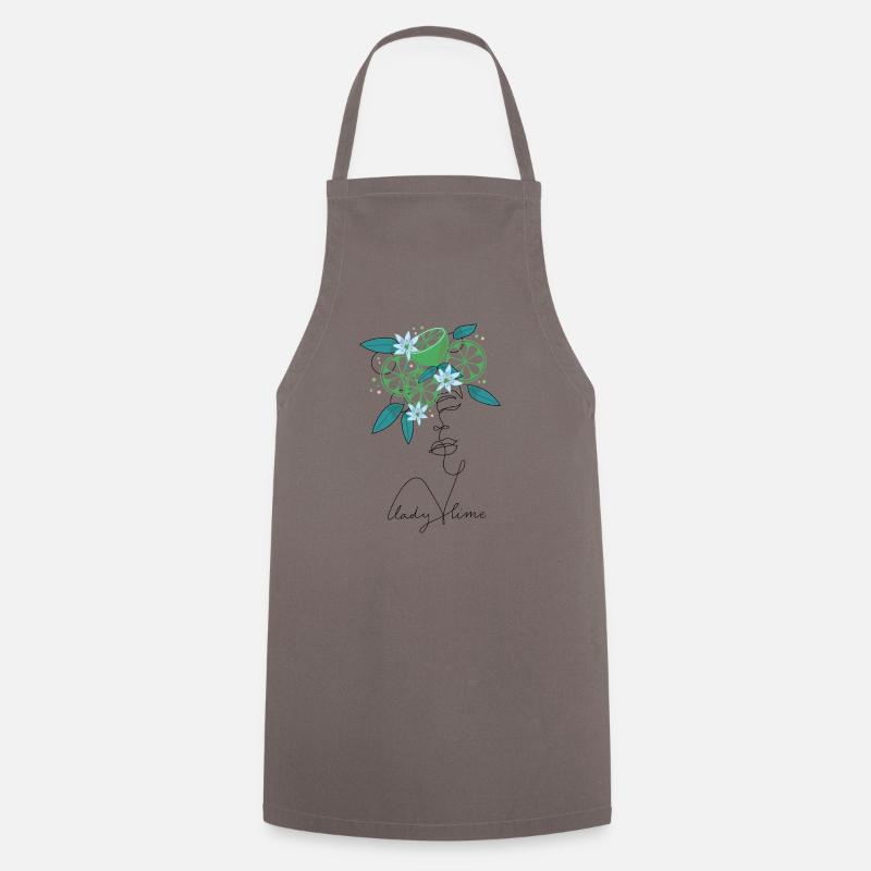 Lady Lime Lineart Design - Cooking Apron - grey