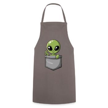 Taschen-Aliens – Kleiner Besucher - Kochschürze - Grau - Vorne - AI Model Male 185 dark (185cm)