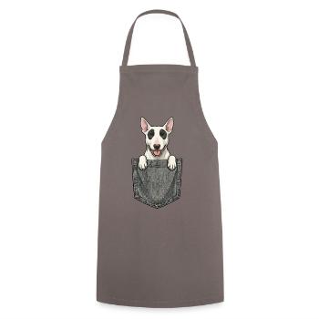Bull Terrier dans la Poche - Chien Mignon  - Tablier de cuisine - gris - Devant - AI Model Male 185 dark (185cm)