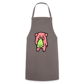 Pig sad / sick 3 - Cooking Apron - grey - Front - AI Model Male 185 dark (185cm)