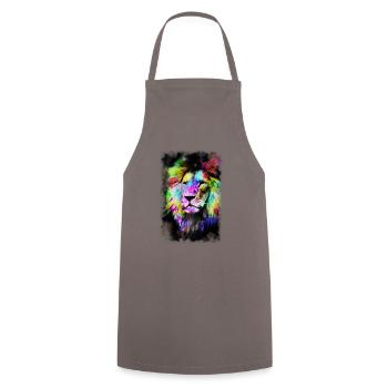 lion colorful abstract - Cooking Apron - grey - Front - AI Model Male 185 dark (185cm)