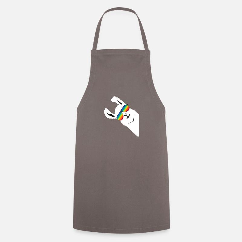 Lama Alpaka EigeneZ WEISS REGENBOGENBRILLE - Kochschürze - Grau