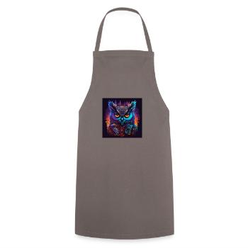 Eule mit Neonfarben, Synthwave / 80er Jahre - Kochschürze - Grau - Vorne - AI Model Male 185 dark (185cm)