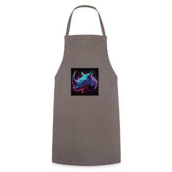 Rhinocéros aux couleurs néon, synthwave / années 80 - Tablier de cuisine - gris - Devant - AI Model Male 185 dark (185cm)