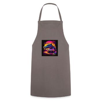 Krokodil mit Neonfarben, Synthwave / 80er Jahre - Kochschürze - Grau - Vorne - AI Model Male 185 dark (185cm)