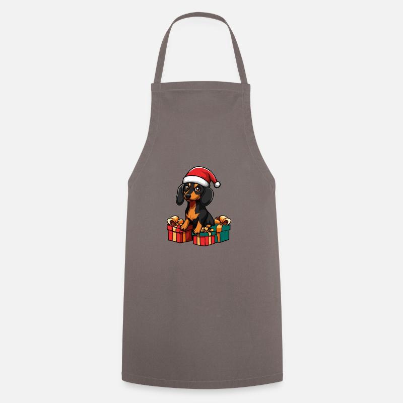 Teckel Chien Cadeaux de Noël Teckel - Tablier de cuisine - gris