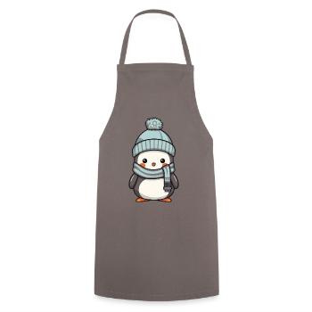 Penguin Winter Animal Cute Comic - Cooking Apron - grey - Front - AI Model Male 185 dark (185cm)