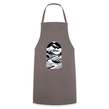 The Mountains 05 - Cooking Apron - grey - Front - AI Model Male 185 dark (185cm)