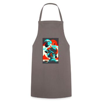 Space Girl - Cooking Apron - grey - Front - AI Model Male 185 dark (185cm)