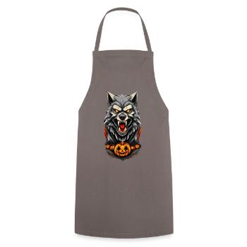 Halloween Wolf - Kochschürze - Grau - Vorne - AI Model Male 185 dark (185cm)