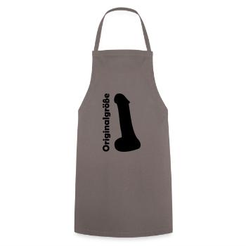 Penis Originalgröße - Kochschürze - Grau - Vorne - AI Model Male 185 dark (185cm)