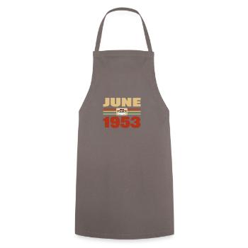 70th birthday June vintage 1953 gift idea - Cooking Apron - grey - Front - AI Model Male 185 dark (185cm)