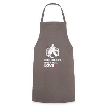 I love ice hockey - Cooking Apron - grey - Front - AI Model Male 185 dark (185cm)