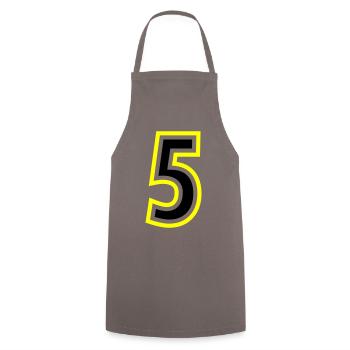 5 Number College - Cooking Apron - grey - Front - AI Model Male 185 dark (185cm)