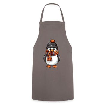 Penguin Winter Comic - Cooking Apron - grey - Front - AI Model Male 185 dark (185cm)