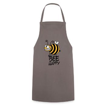 Thick crazy bee bee happy - Cooking Apron - grey - Front - AI Model Male 185 dark (185cm)