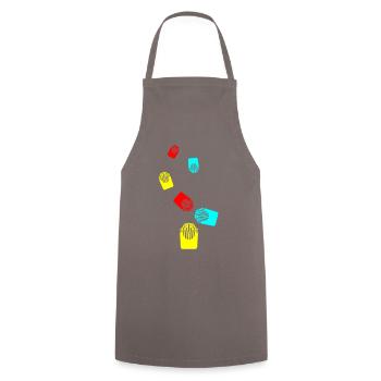 Pommes fast food symbol - Kochschürze - Grau - Vorne - AI Model Male 185 dark (185cm)