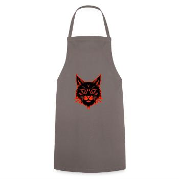 Cat Head - Cooking Apron - grey - Front - AI Model Male 185 dark (185cm)