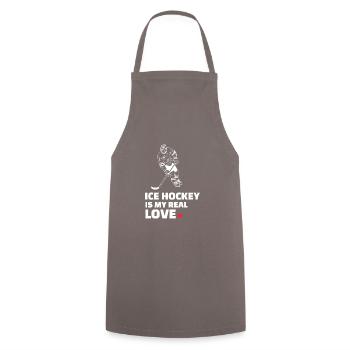 I love ice hockey - Cooking Apron - grey - Front - AI Model Male 185 dark (185cm)
