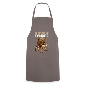 Owl I Need Coffee Monday Cute Owl Tired Office - Cooking Apron - grey - Front - AI Model Male 185 dark (185cm)
