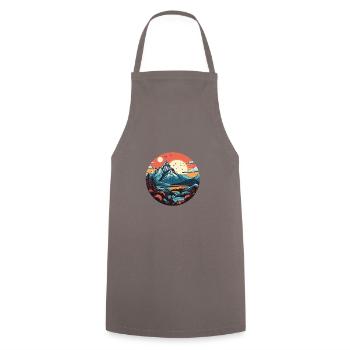 Mountains, Landscape, Circle - Cooking Apron - grey - Front - AI Model Male 185 dark (185cm)