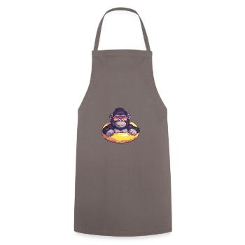 Gorilla Sommer Comic - Kochschürze - Grau - Vorne - AI Model Male 185 dark (185cm)