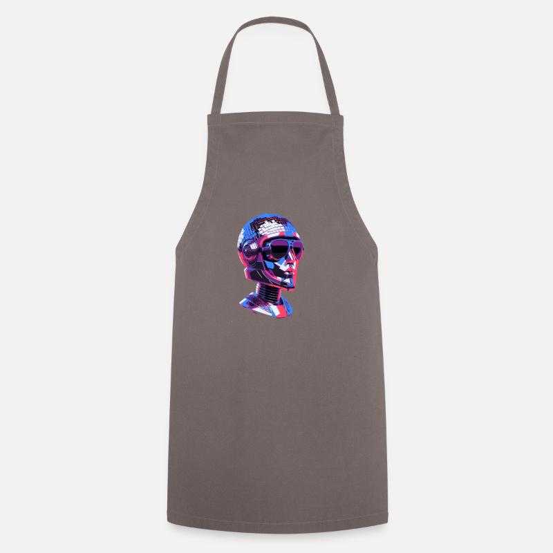 Robot, boule disco, tête de boule disco - Tablier de cuisine - gris