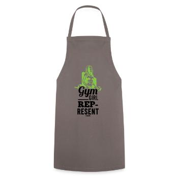 Fitness Woman Sport - Cooking Apron - grey - Front - AI Model Male 185 dark (185cm)