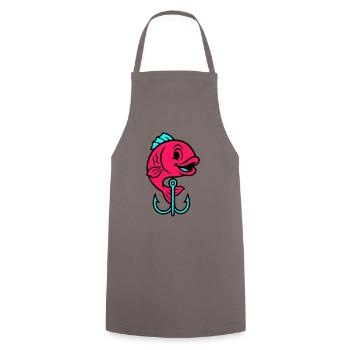 Fish Fish Hook Comic - Cooking Apron - grey - Front - AI Model Male 185 dark (185cm)